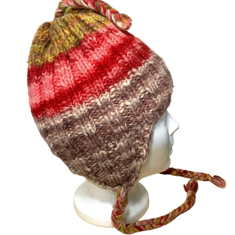Kyber Outwear Warm Wool Knit Beanie O/S Brown Pink Winter Toque Ear Cover Hat